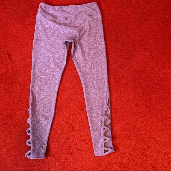 Glyder Lace Up Accent Purple Leggings - Picture 4 of 9